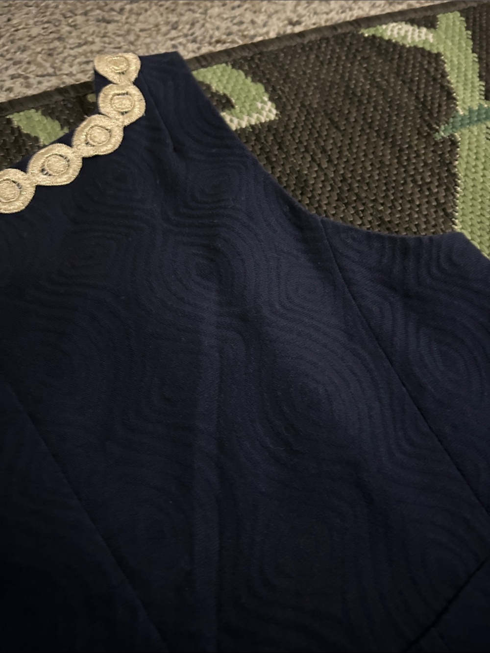 Lilly Pulitzer Navy Shift Dress with Cream Crochet Trim - Picture 13 of 16
